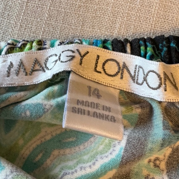 Maggy London Blue Green Sundress Sleeveless Midi - Picture 10 of 11